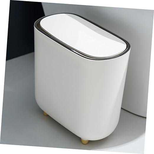 Cabilock Bathroom Trash Can Press Lid Slim Garbage Bin for Kitchen Office and Bathroom Compact Design for Spaces Versatile Wastebasket for Use