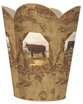 Marye-Kelley WB218-Cow and Bull on Brown Toile Wastepaper Basket