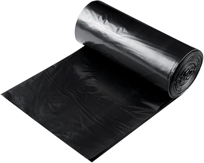 Restaurantware RW Clean 45 Gallon Trash Bags 100 Heavy-Duty Garbage Can Liners - Fits 40-45 Gallon Trash Cans Stretchable Black Plastic Bin Liners With Star Seal Bottom