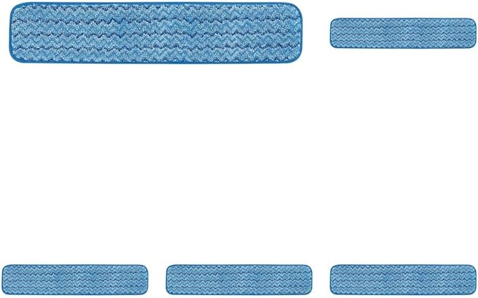 Rubbermaid Commercial Products Microfiber Damp Mop Pad 24-Inch Blue Removes Bacteria for Heavy-Duty Cleaning on Hardwood/Tile/Laminated Floors in Kitchen/Lobby/Office (Pack of 5)
