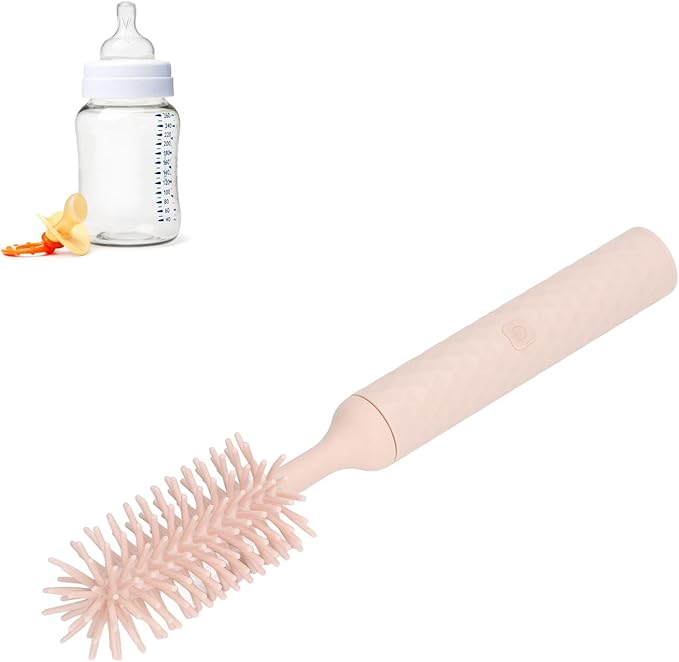 Garosa Electric Bottle Brush Electric Cleaning Brush Set Bottle Brush Pacifier Brush Straw Brush Pacifier Cleaning 2 Speeds Rotating Silicone (Pink)