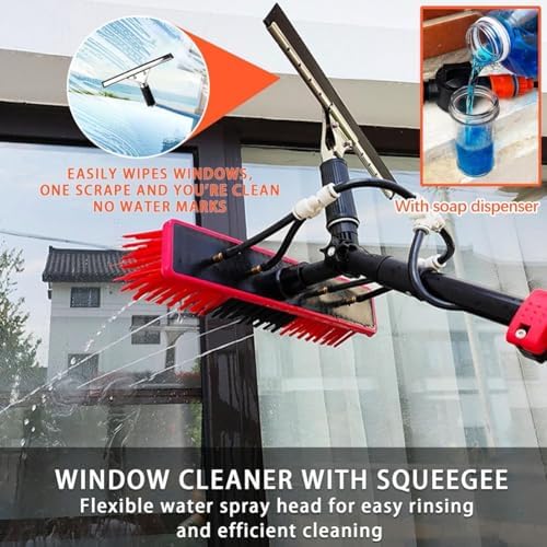 Glass Cleaning Brush Home Water Fed Telescopic Pole Kit Solar Panel Brush Rotating for Photovoltaic PanelTelescopic Window Cleaning Brush &amp Wiper - 3.6-10.8M Extension Rod for Solar Panels