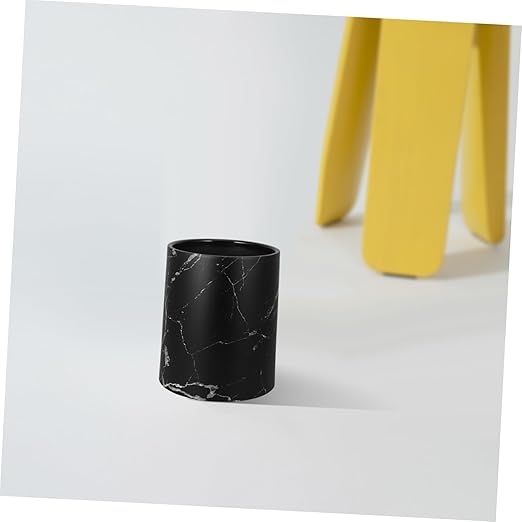 Cabilock Marble Pattern Trash Can Lidless 10L Round Waste Basket for Living Room Kitchen Bathroom Plastic Waste Bin for Home Office