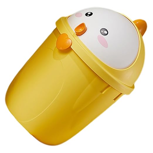 BESPORTBLE Cute Chick Style Trash Can with Lid for Bedroom Cartoon Household Waste Bucket Odor-Resistant Large Wastebasket for Home Office Decorative Trash Bin