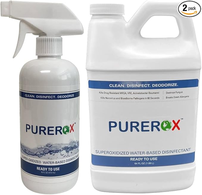 Disinfectant COVDefender Pack [80oz] Eliminate 99.9999% viruses HIV norovirus monkeypox bacteria and fungi. PUREROX Hypochlorous HOCL technology. Hospital Grade. Safe for Use Anywhere in School M
