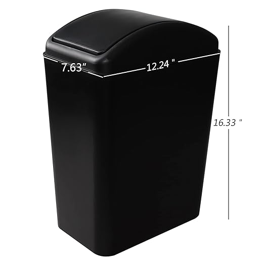 4.5 Gallon Swing Top Trash Bin Plastic Garbage Can with Lid Black 3 Pack