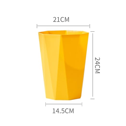 Polygon Small Trash Can Trash Can Wastebasket Plastic Trash Bin Garbage Container Rubbish Can Paper Basket Office Organizer for Bathrooms Laundry Room Kitchens Offices Kids Rooms Dorms (Yellow)