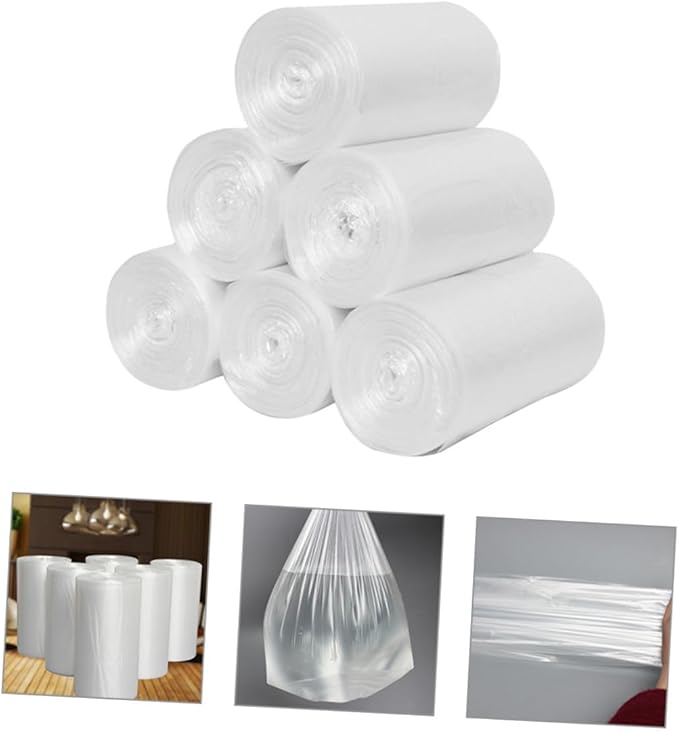 6 Rolls Thickened Disposable Plastic Garbage Bags 45x50cm 30pcs Per Roll Kitchen and Bathroom Trash Bags for Home Office Wastebaskets