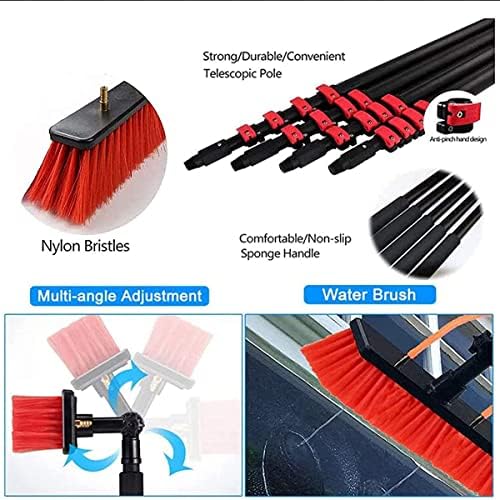 Window Cleaning Kit Telescopic Brush 12-36Ft Water Fed Extendable Brush Cleaning Photovoltaic and Solar Panels Window Clean Telescopic Cleaner Conservatory Water Fed Pol24FT/7.2M
