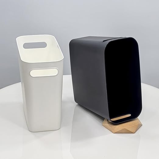 2.4 Gallon Slim Trash Can Small Plastic Wastebasket for Bathroom Office Kitchen Narrow Space Under Sink or Desk (Black)