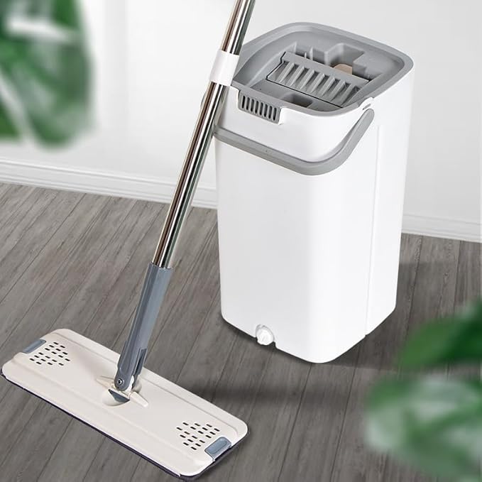 Hand Free Flat Mop for Household Washing Dry and Wet Dual-Purpose with Bucket