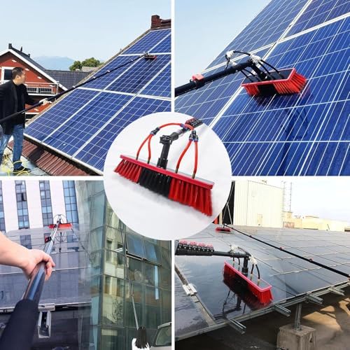 Glass Cleaning Brush Home Water Fed Telescopic Pole Kit Solar Panel Brush Rotating for Photovoltaic PanelTelescopic Solar Panel Cleaning Brush with 6m Water Fed Pole 55cm Brush Head for Eff