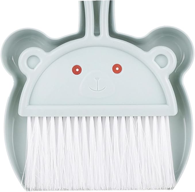 Wakauto Mini Portable Dustpan and Hand Broom Set 6pcs Small Desk Cleaning Brush Combo in Sky Blue Light Brown and Wheat Colors for Home Office and Keyboard Cleaning