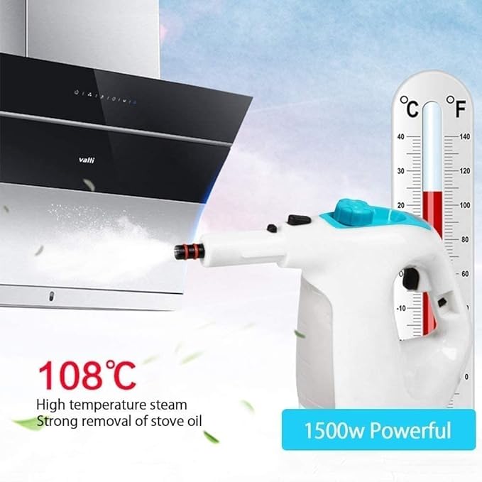 Handheld Steam Cleaner with Extension Hose 9-Piece Accessory Set Chemical-Free Cleaning.(White)