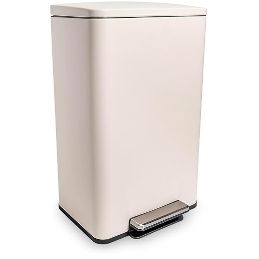 Simpli-Magic 50 Liter / 13.2 Gallon Soft-Close Smudge Resistant Trash Can with Foot Pedal and Built in Filter- White Color