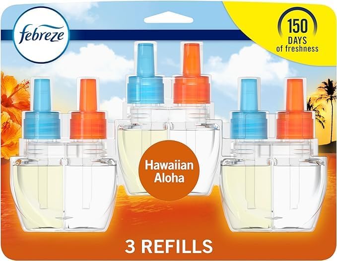 Generic F.e.b.r.e.z.e Odor-Fighting Fade Defy PLUG Air Freshener Refill Hawaiian Aloha (3) .87 fl oz Oil Refills Orange