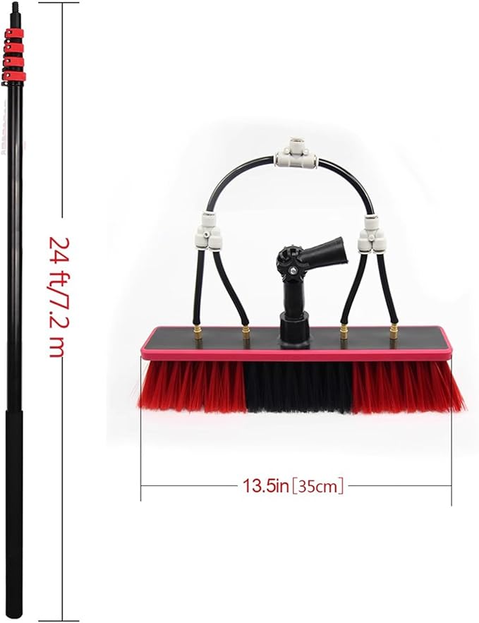 Window Cleaner with Long Handle Glass Cleaning Tools with Rotatable Cleaning Brush and Aluminum Alloy Telescopic Pole Window Cleaning Kit for Solar Panel Shower Glass Mirror Door Car