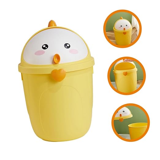VALICLUD Cute Chick Style Small Trash Can with Lid Compact Garbage Bin for Bedroom Office Nursery Odor-Resistant Wastebasket for Tidy Home and Desk Storage