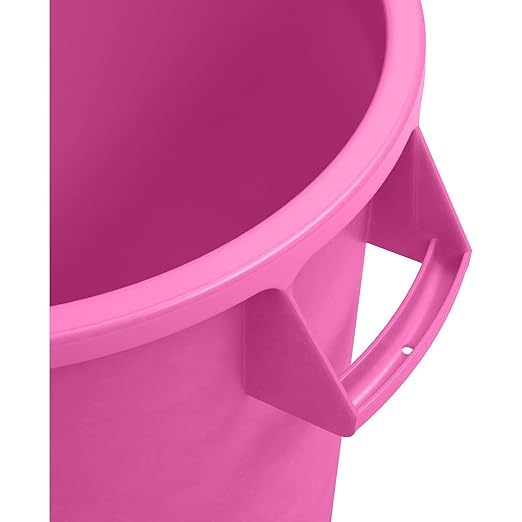 SPARTA Bronco 10 Gallon Trash Can Thick Polyethylene Bin NSF Certified Waste Container with Top Handles Bottom Handholds Reinforced Base and Stackable LLDPE 10 Gallon Pink (Pack of 6)