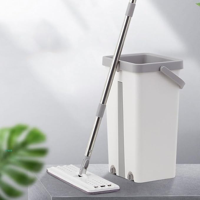 Flat mop Bucket Set no Need to wash by Hand Flat  Scraper and Music  Dry and Wet Dual-Purpose