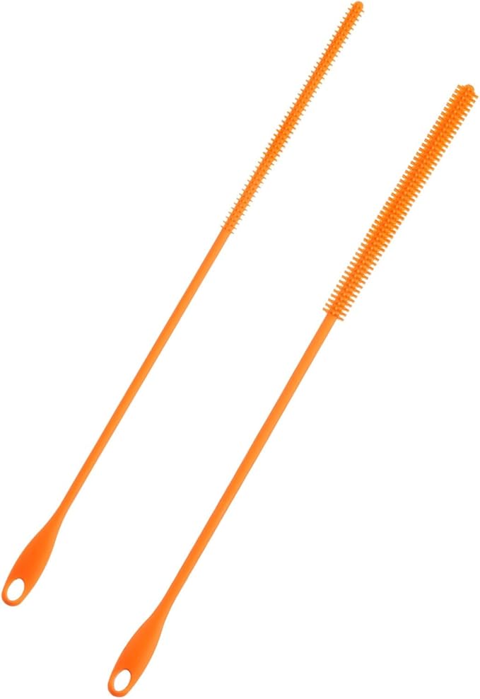 2 Pcs Silicone Straw Brush 9.4 Inch Bottle Straw Brushes Oran (6mm+8mm)