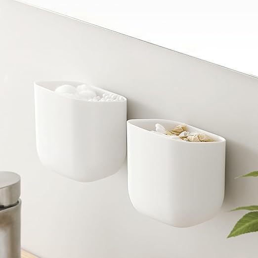 2 Pack Mini wall mounted trash can white small Wastepaper Baskets lidless Wastebasket simple bathroom washbasin storage bin Makeup Brushes toothpaste storage box Multifunctional plastic Garbage Can