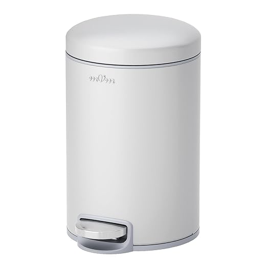 mVm Kitchen Garbage Can5.3 Gallon/20 Lliter Round Stainless Steel Trash CanStep Small Trash Can with Lid and Foot PedalSoft-CloseAnti-Fingerprint.for BathroomBedroomOfficeLiving Room(Gray)