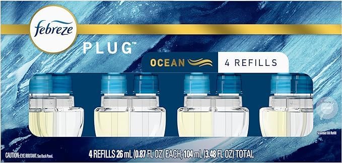 Febreze Odor-Fighting Fade Defy PLUG Air Freshener - 87 fl. oz. 4 Oil Refills (Ocean)