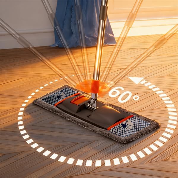 57-inch Professional Microfiber Mop Floor Cleaning Kit with 4 Washable mop Pads for Multiple Floor Surfaces. Features an Extra-Long Telescopic Handle for deep-Reach Cleaning in Hard-to-Reach Corners