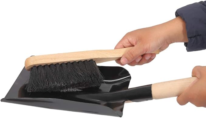 Coal Shovel and Hearth Brush Set Made of Natural Wood and Coco Bristles Hearth Tidy Set Fireplace Shovel and Brush Fireplace Tool Set Metal Brush Pan Set Fireplace Tools Firepit Tools