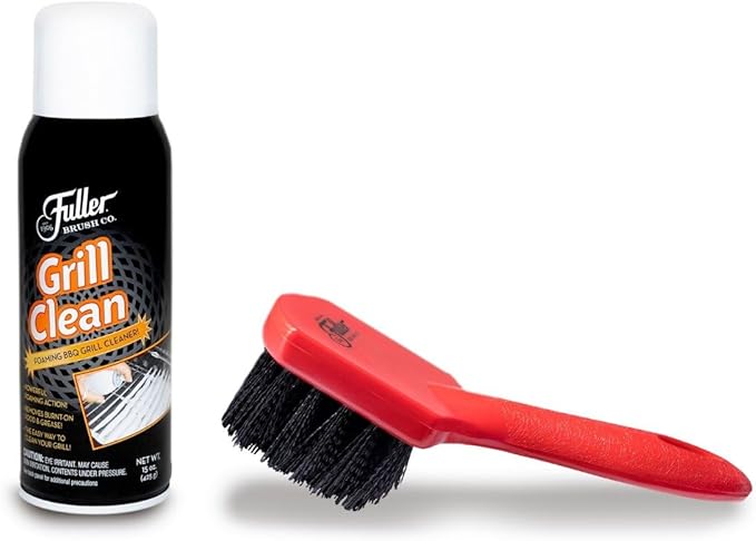 Fuller Brush Grill Cleaner - Heavy Duty Foaming Spray for Cleaning Oven Grilling Griddle &amp Iron Plate - Safe &amp Easy Grease Remover for Clean BBQ Racks &amp Grills (1 Pack (15 Ounce) + Brush)