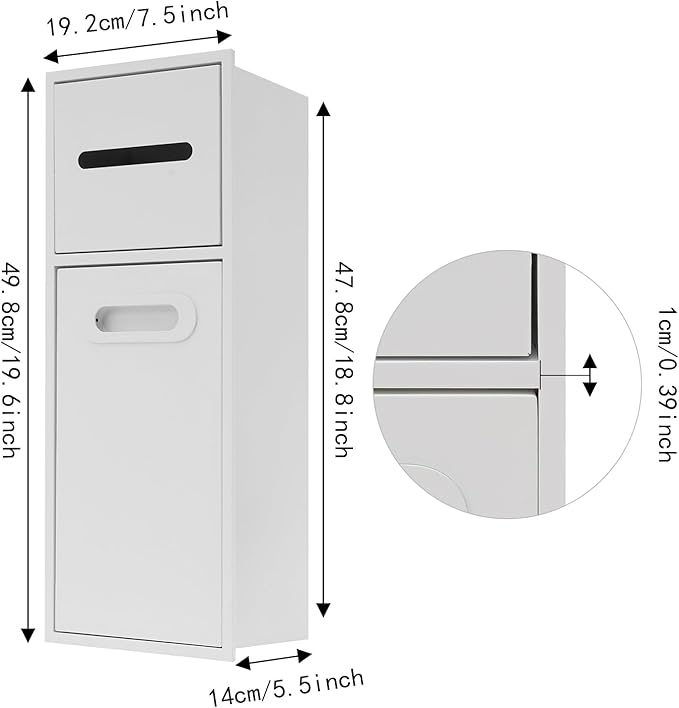 Recessed Bathroom Trash Can with Toilet Paper Holder Stainless Steel Hidden Tilt Out Trash Can Cabinet Modern in-Wall Niche for Bathroom Bedroom Office