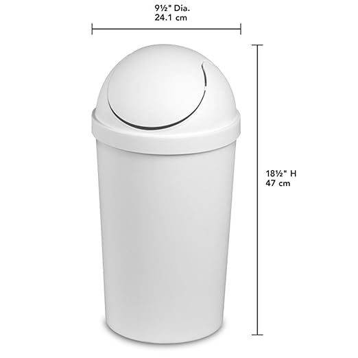 Sterilite 10838006 3 Gallon Round Swing Top Plastic Wastebasket White (12 Pack)