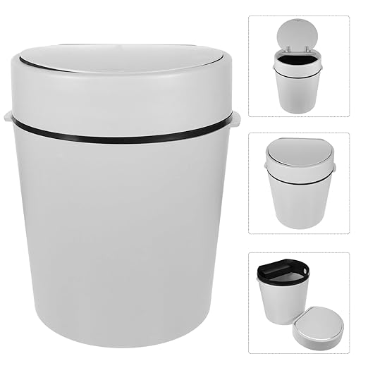 Alipis Plastic Trash Can with Press Type Lid Chic Garbage Container for Bedroom Kitchen and Bathroom Material Compact Wastebasket for Modern Aesthetic for Spaces