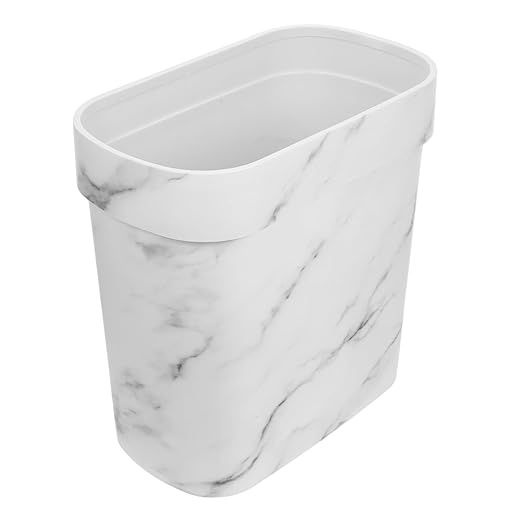 OUNONA Marble Trash Can Bathroom Decorative Waste Basket Small Trash Can for Bathroom