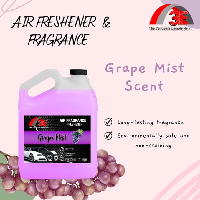 Car Air Freshener Concentrate 128 fl oz Professional Automotive Interior Fragrance Ready to Use Liquid Multiple Scents (Grape)