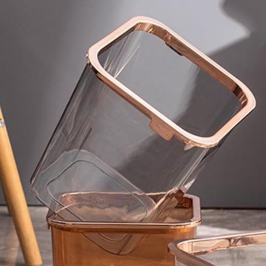 Kichvoe Portable Transparent Trash Waste Bin for Home Office Simple Design for Bedroom Kitchen Rubbish Container for Organization