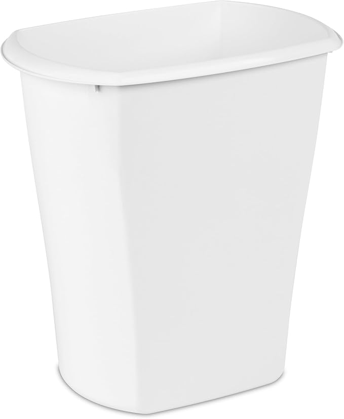 Sterilite 5.5 Gallon Rectangular Wastebasket Open-top Medium Sized Trash Can for the Bathroom Bedroom or Office White 6-Pack