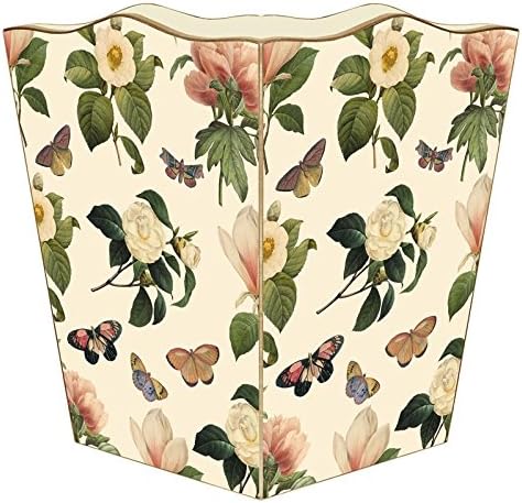 Marye-Kelley WB1118-Floral 1 on Ivory Wastepaper Basket