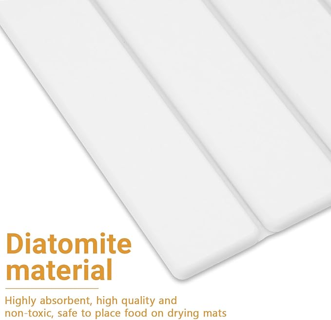 Large Stone Drying Mat Diatomite Dish Drying Mat Dish Mat Drying Kitchen Mat - Storable &amp Anti-Slip for Kitchen Square White 24x16