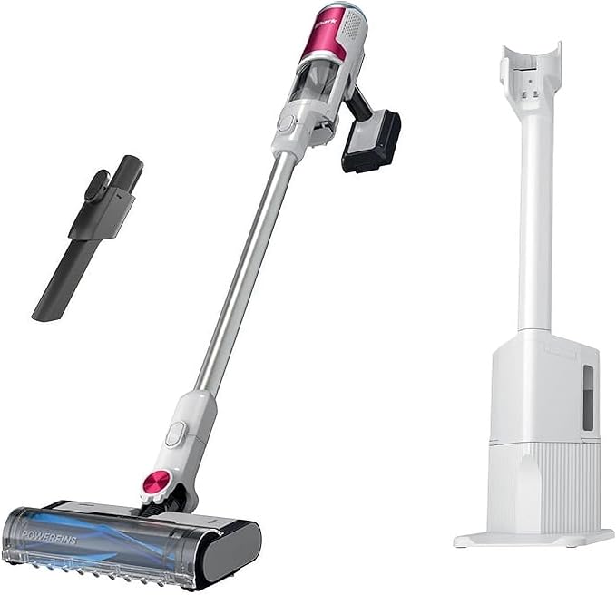 SHARK Clean &amp Empty Cordless Stick Vacuum Cleaner Auto-Empty System Self Cleaning Brushroll HEPA Filter Powerful Suction Compact Lightweight Perfect for Pet Hair (Renewed) (White + Bold Mage