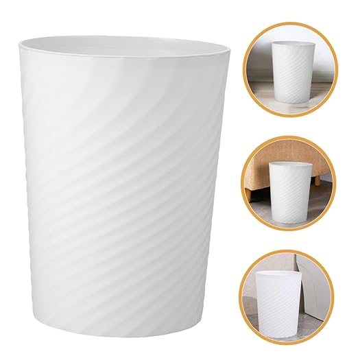 Plastic Trash Can Wastebasket White Open Top Trash Bin for Bathroom Office Bedroom Kitchen Large Opening Sturdy Structure Versatile Household Garbage Container