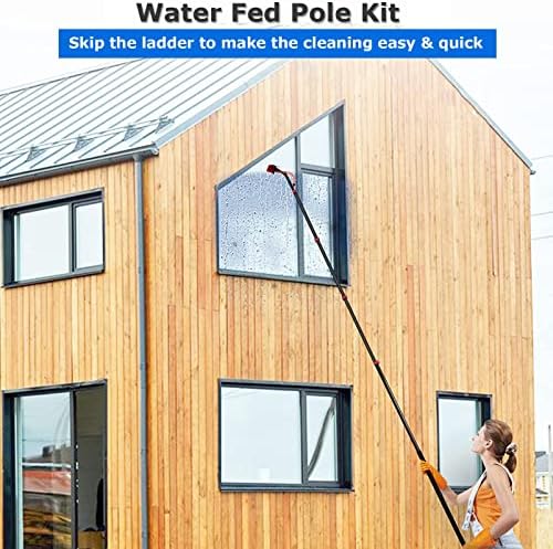 Water Fed Pole Kit Telescopic Brush Extendable Cleaner Conservatory Roof Extension Rod Cleaning Equipment for Photovoltaic Panel Cleaning Trucks55cmbrush-18FT/5.4M