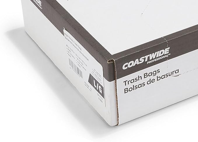 Coastwide Professional Linear Low Density Black Trash Bags 55 Gallon 100 Bags/Box