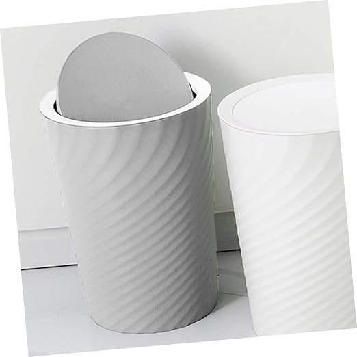 Zerodeko Creative Plastic Trash Can with Swing Lid 10L Household Waste Basket for Bathroom Office Bedroom Anti-Fingerprint Finish Easy to Use Garbage Bin