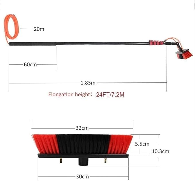 Window Cleaning Pole Window Cleaner Kit Window Cleaning Pole Water Fed Telescopic Brush Extendable Cleaner Conservatory RoofCleaning Photovoltaic and Solar Panels(7.2m)