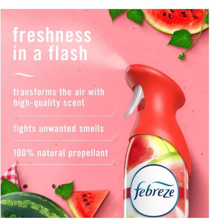 Generic F.e.b.r.e.z.e Air Mist Odor-Fighting Air Freshener 8.8 oz. Aerosol Can Pack of 2 (Sweet Watermelon Vine) Clear