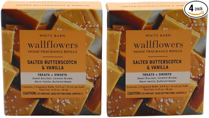 Bath &amp Body Works Salted Butterscotch &amp Vanilla Wallflowers Home Fragrance Refill 0.8 fl oz - 4 Pack
