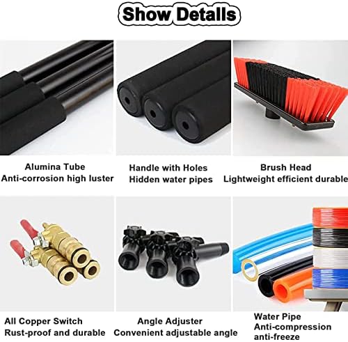 Telescopic Glass Cleaning BrushWindow Cleaning Pole Cleaner Kit 3.6M-12M Hose Pole Cleaning Brush Equipment Extendable Outdoor Cleaning Tools Photovoltaic and Solar Pan