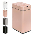 Sensor Trash Can with Butterfly Lid 2.6 Gallon Rectangular Automatic Garbage Can Stainless Steel Trash Bin Slim Waterproof Wastebaskets with Lid Soft Close for Under Counter Pink